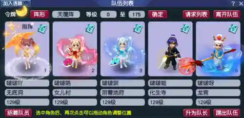 129级五开阵容搭配