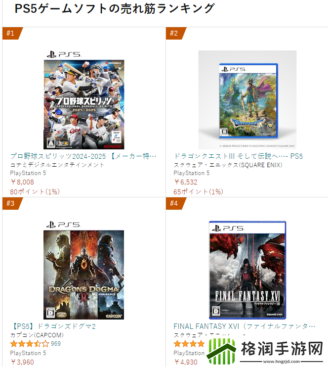 最新日亚PS5游戏排行榜