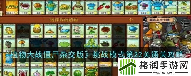 植物大战僵尸杂交版挑战模式第22关怎么通关