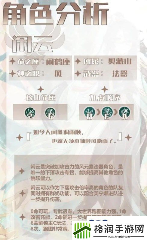 原神闲云培养攻略