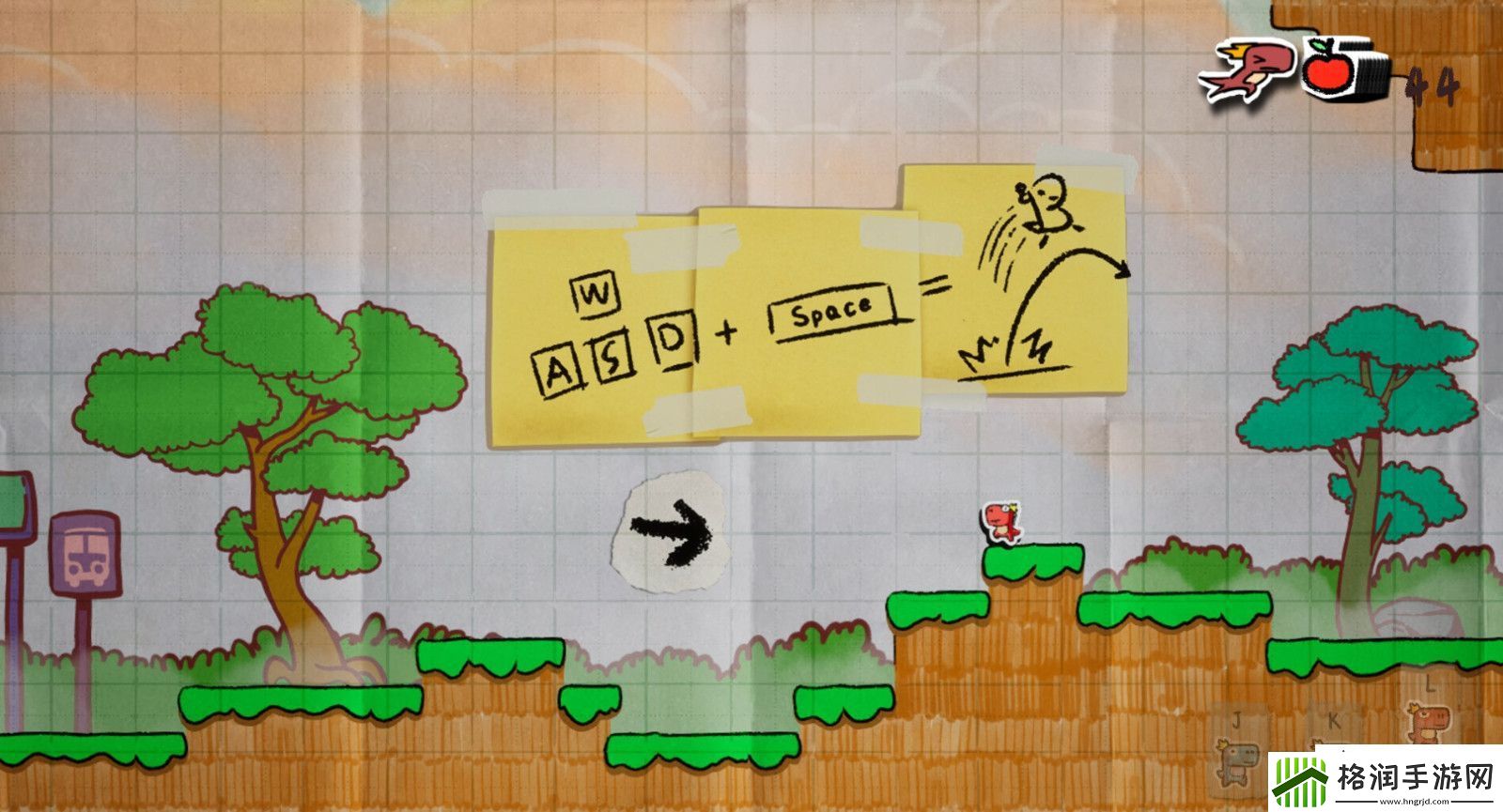 手绘风横版平台跳跃游戏变色龙童绘历险