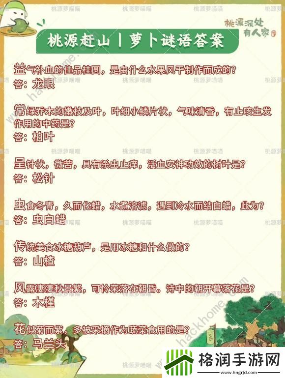 桃源深处有人家萝卜谜语答案2024