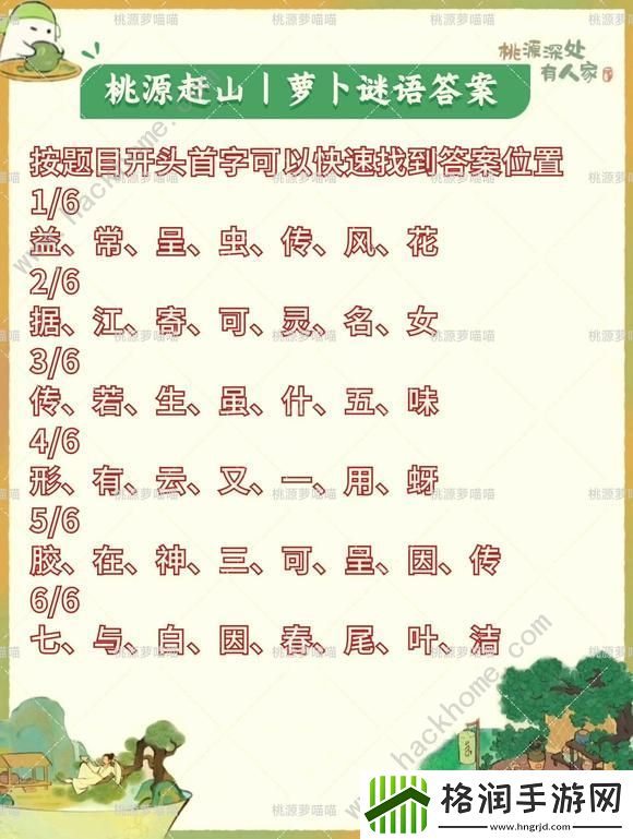 桃源深处有人家萝卜谜语答案2024