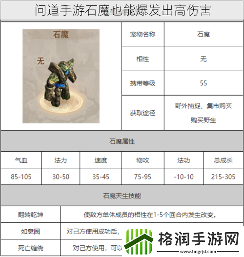 问道手游石魔也能爆发出高伤害