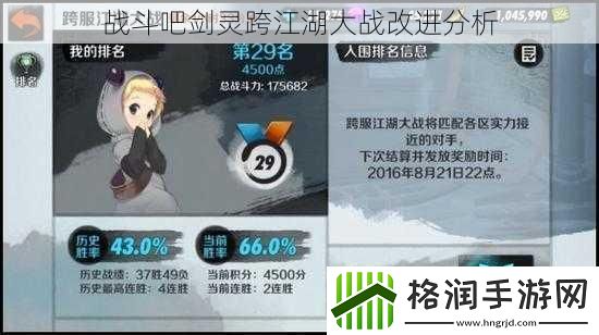 战斗吧剑灵跨江湖大战改进分析