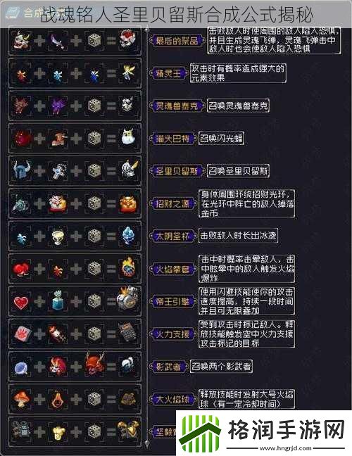 战魂铭人圣里贝留斯合成公式揭秘