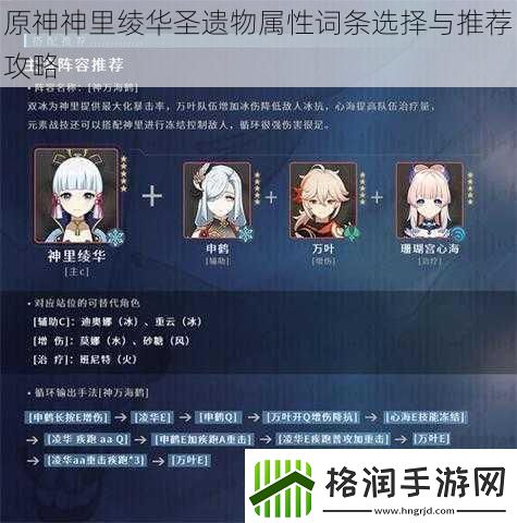 原神神里绫华圣遗物属性词条选择与推荐攻略