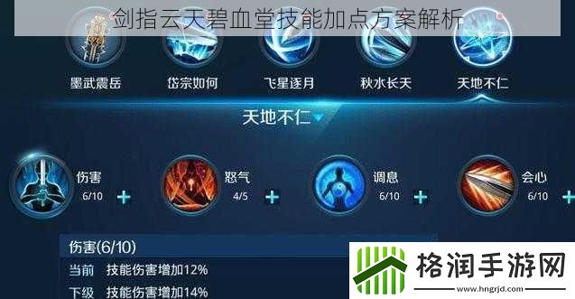 剑指云天碧血堂技能加点方案解析