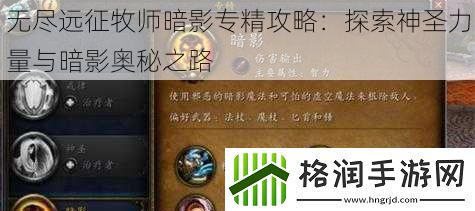 无尽远征牧师暗影专精攻略