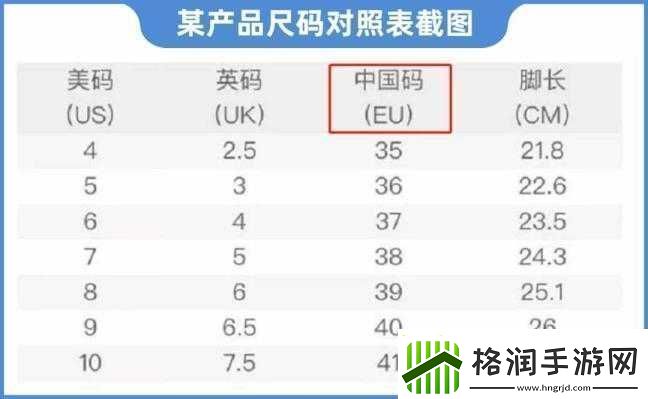国产尺码和欧洲尺码表
