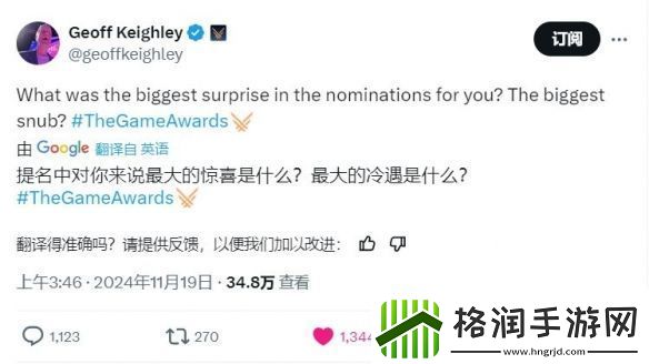 TGA调查玩家最惊喜和最失望的游戏提名