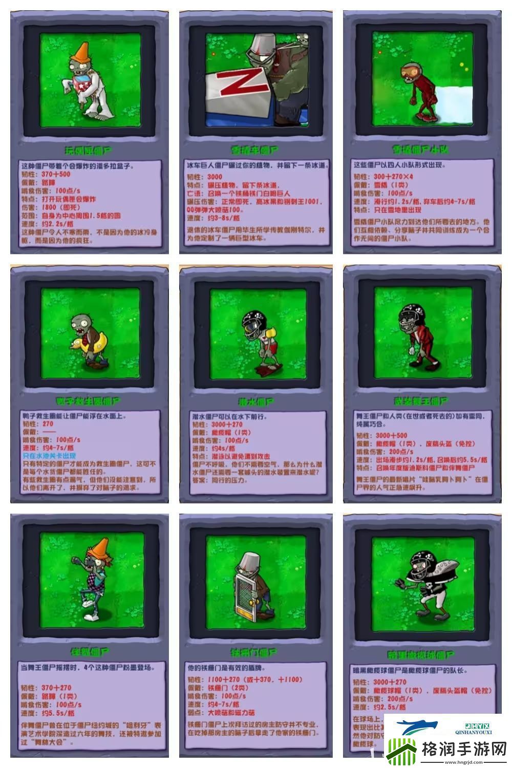 植物大战僵尸杂交版僵尸图鉴大全