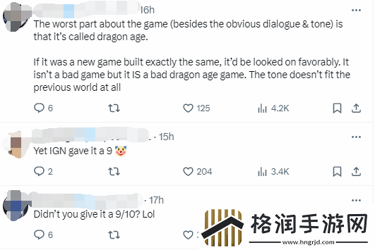 IGN批评龙腾世纪4遭嘲讽