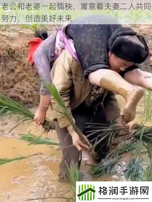 老公和老婆一起插秧