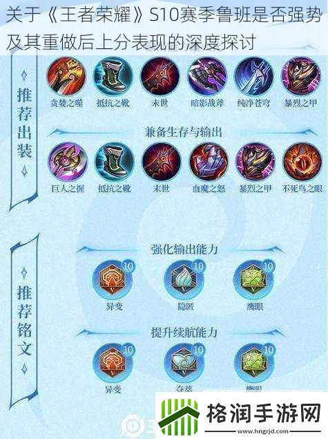 关于王者荣耀S10赛季鲁班是否强势及其重做后上分表现的深度探讨