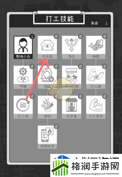 荣誉打工人屯屯鼠打工技能怎么升级
