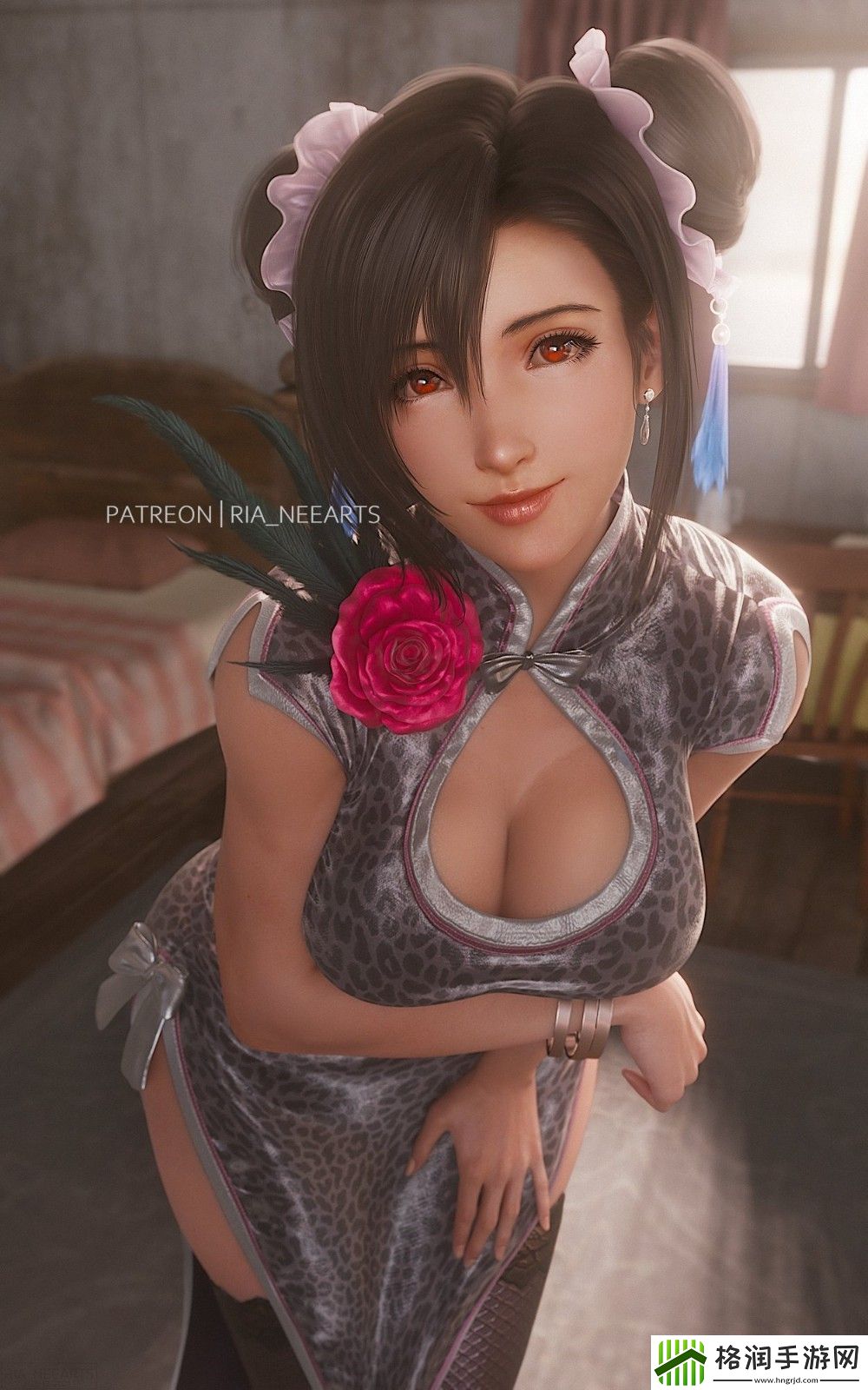 最终幻想7蒂法和爱丽丝3D圣诞图