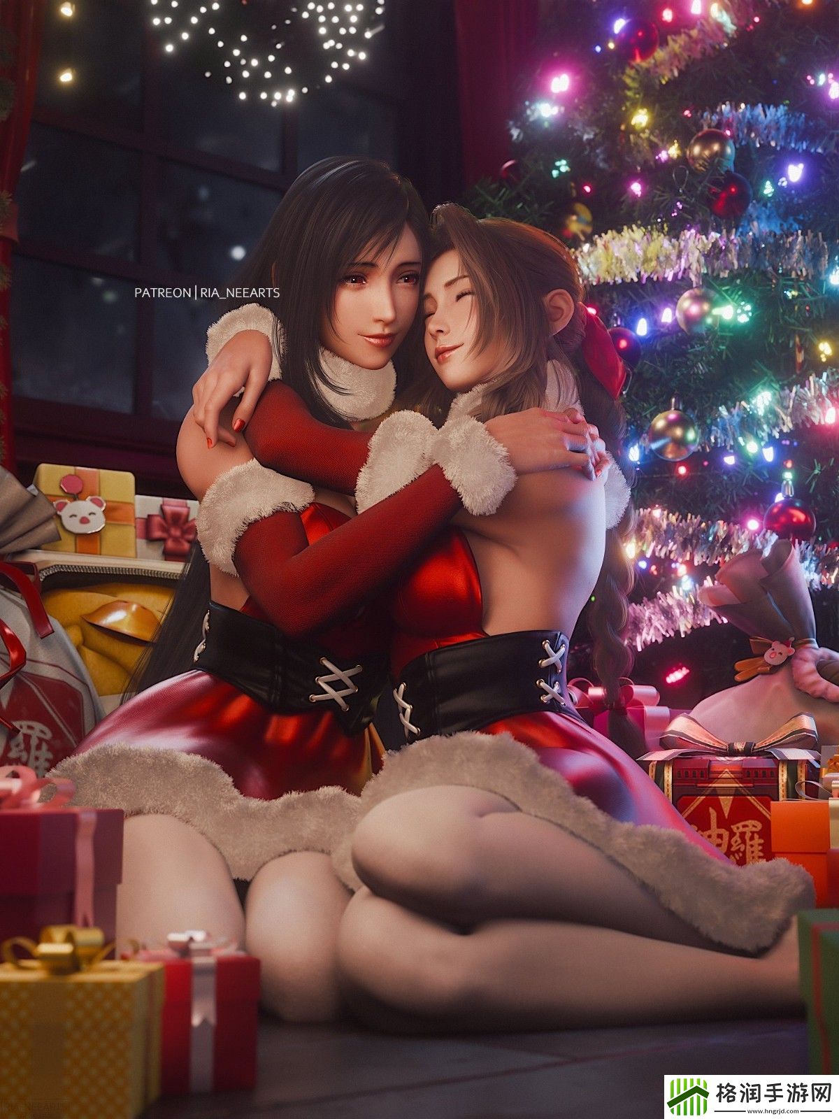 最终幻想7蒂法和爱丽丝3D圣诞图