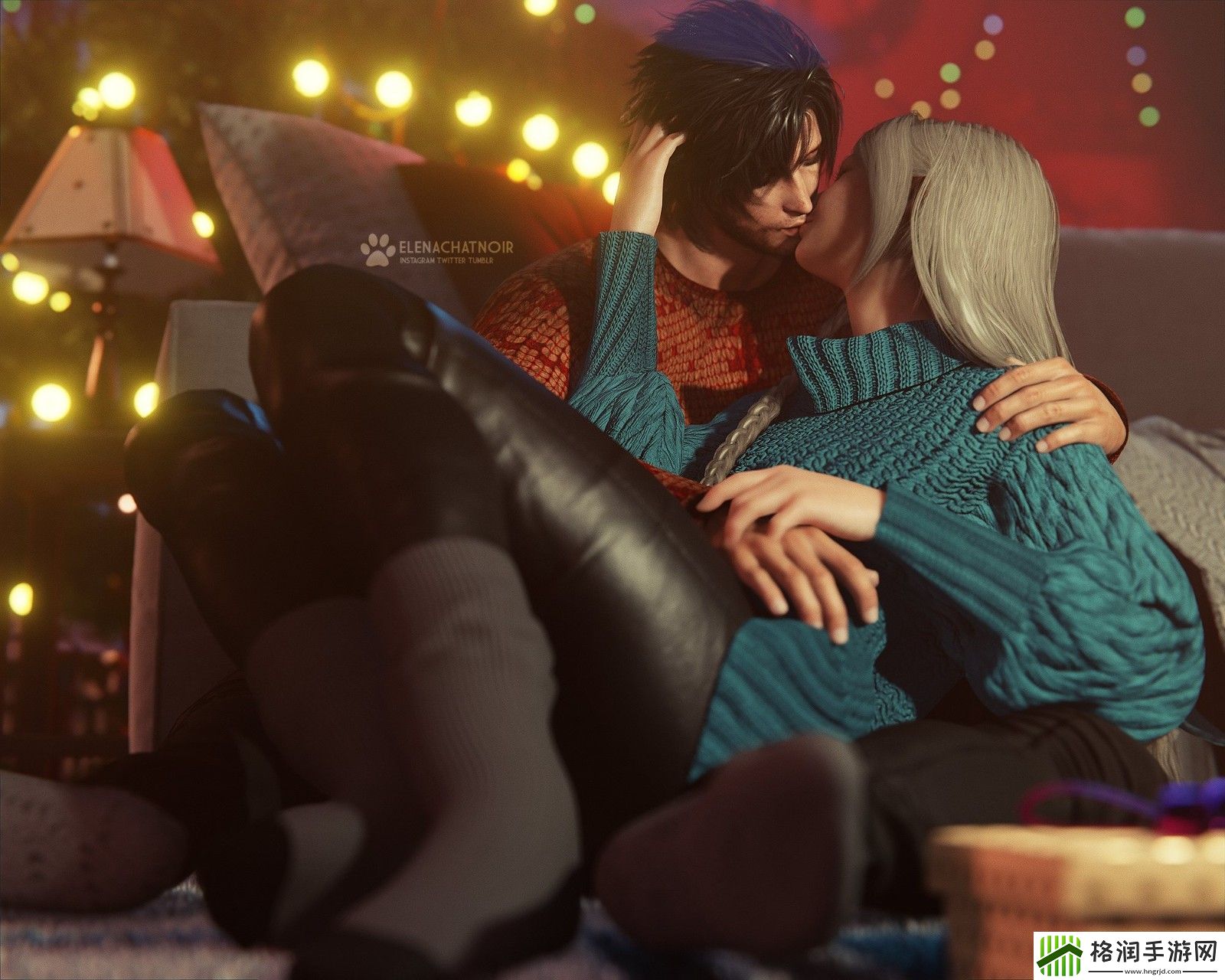 最终幻想7蒂法和爱丽丝3D圣诞图