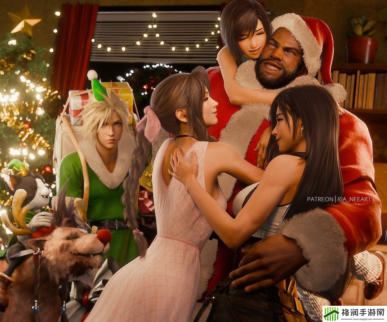 最终幻想7蒂法和爱丽丝3D圣诞图