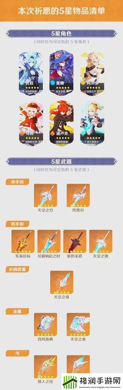 原神2.6下半版本武器池全面一览