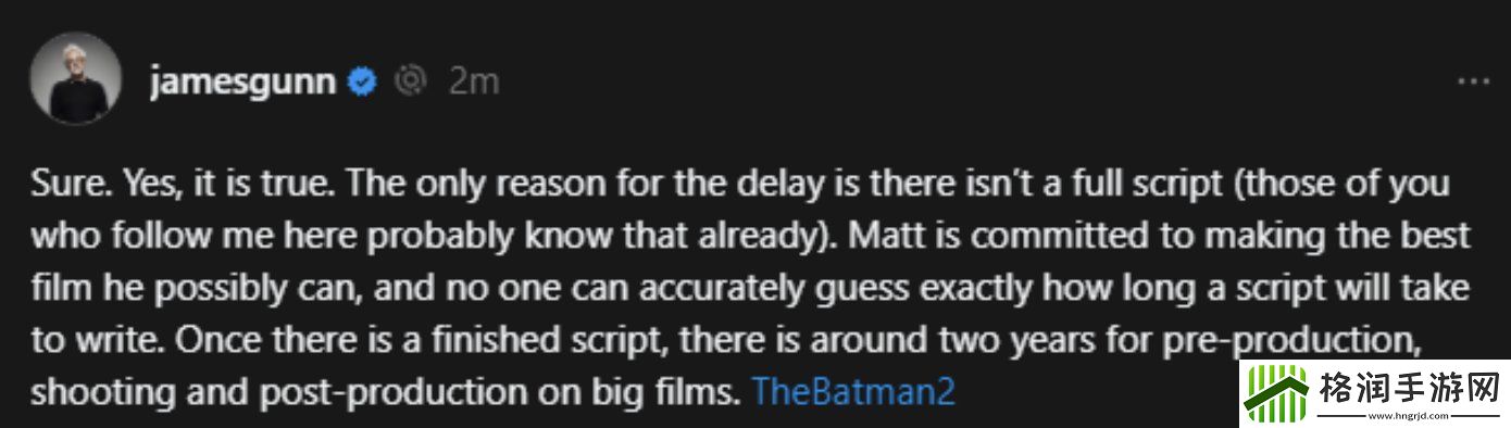 新蝙蝠侠2电影延期