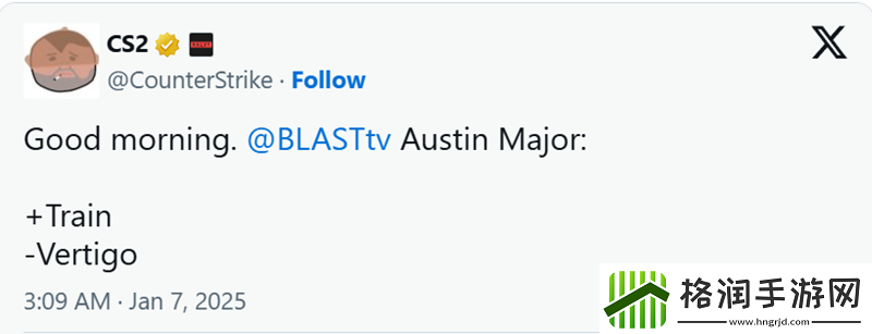奥斯汀Major将用Train替代Vertigo加入地图池
