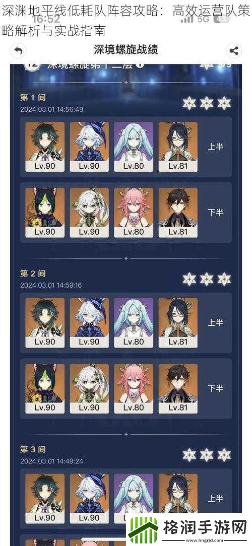 深渊地平线低耗队阵容攻略