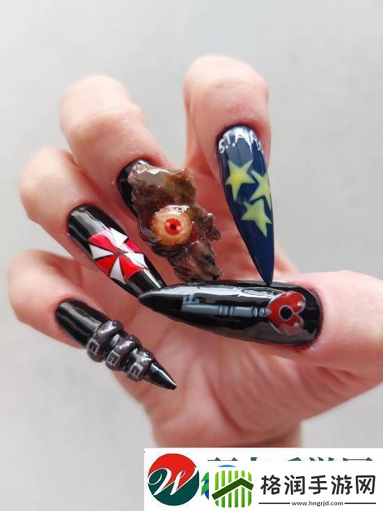 玩家打造生化危机2主题美甲