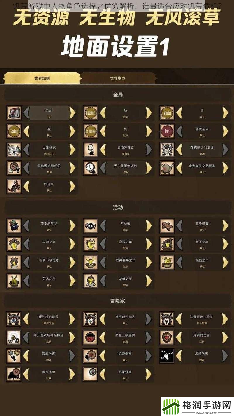 饥荒游戏中人物角色选择之优劣解析