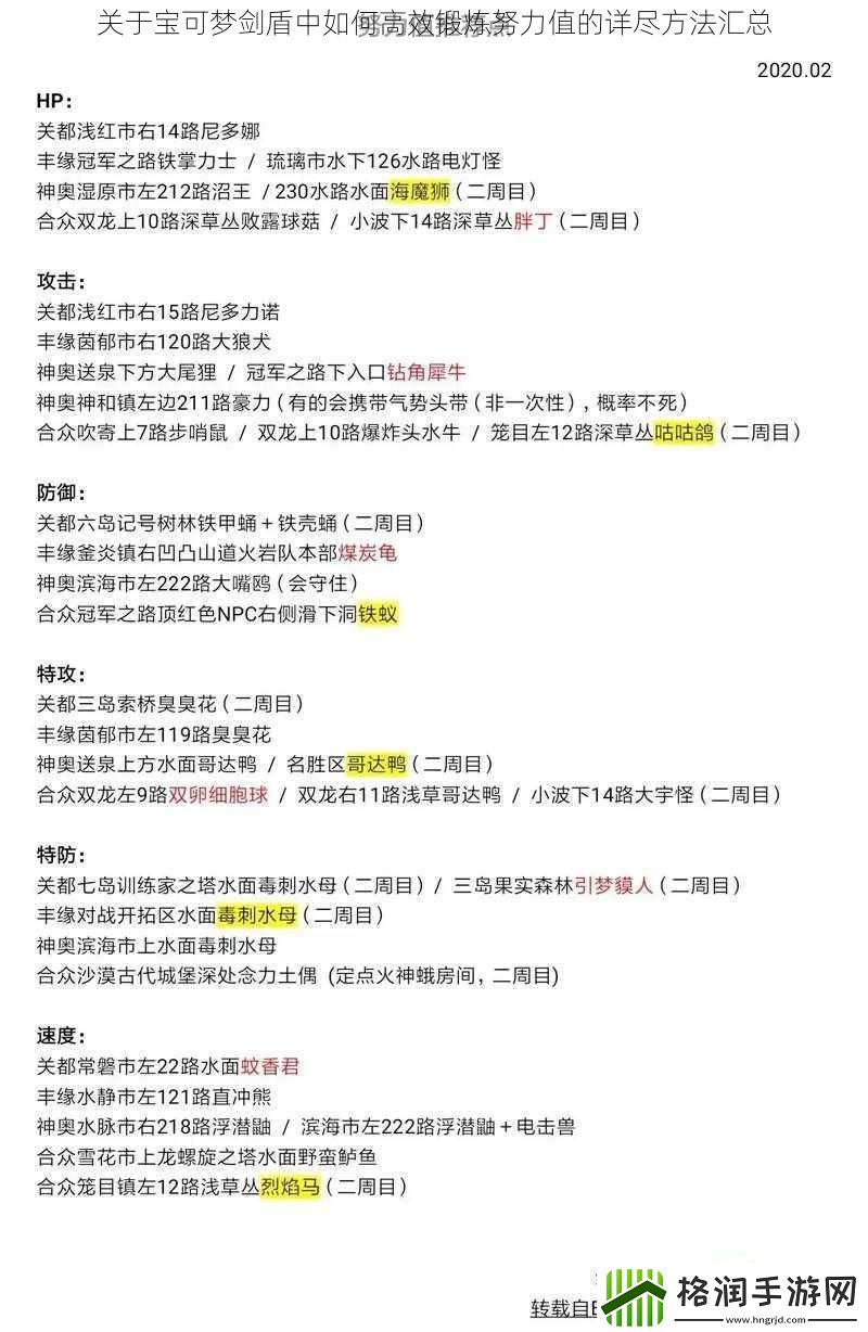 关于宝可梦剑盾中如何高效锻炼努力值的详尽方法汇总