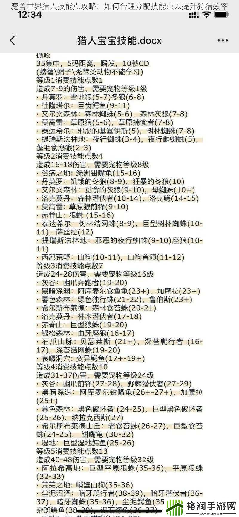 魔兽世界猎人技能点攻略