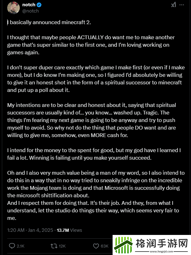 我的世界主创宣布开启续作开发